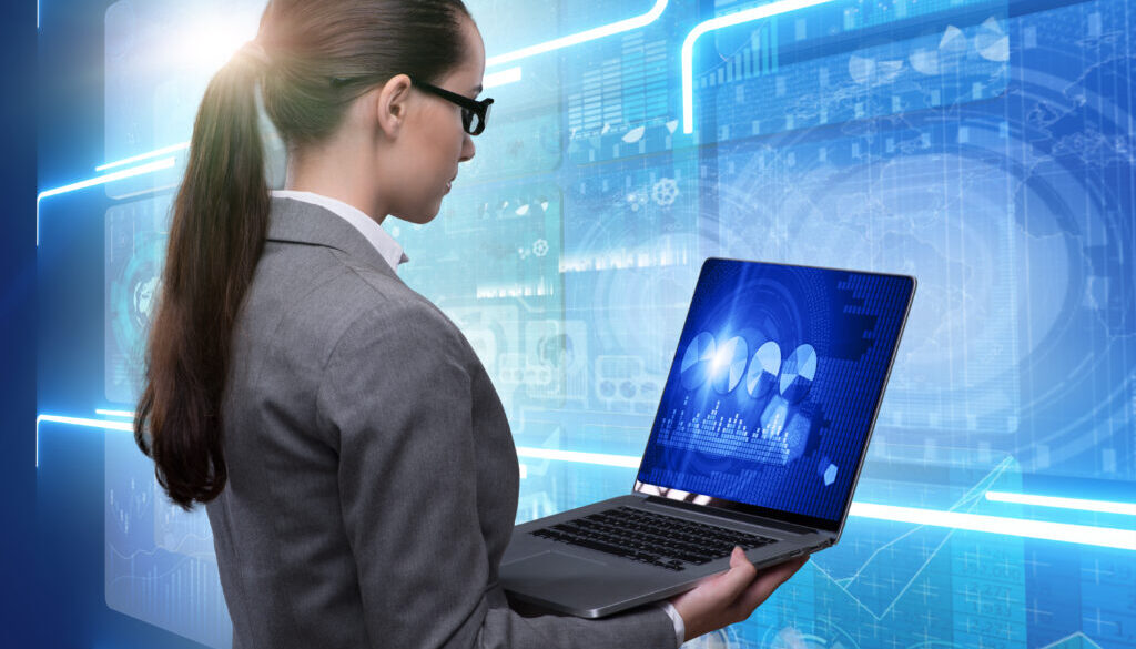 Businesswoman in online stock trading business concept