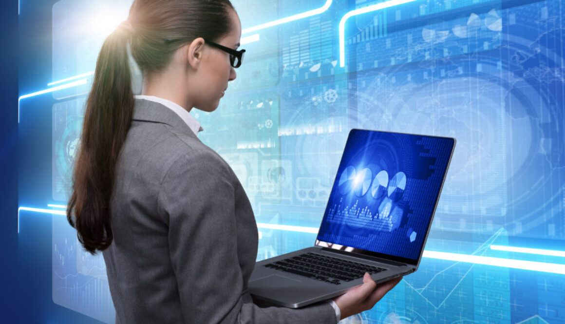 Businesswoman in online stock trading business concept