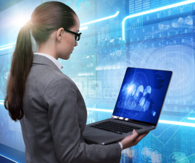 Businesswoman in online stock trading business concept