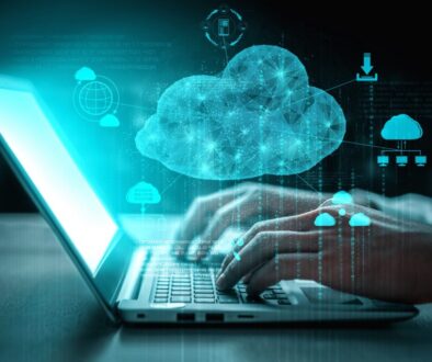 Cloud computing technology and online data storage for business network concept.